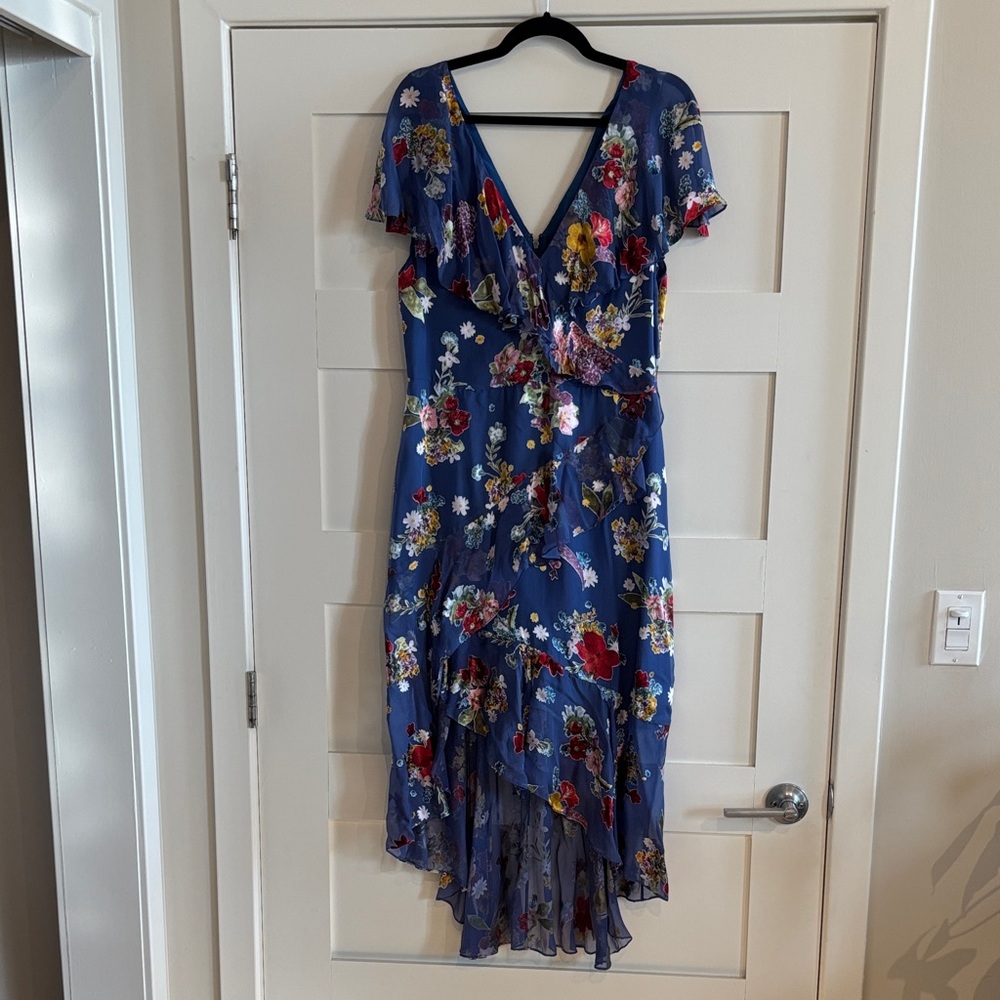 Alice + Olivia Blue Floral High Low Dress